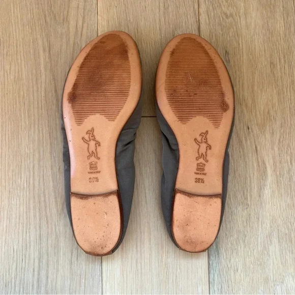 Marni Satin Leather Ankle Strap Flats Dark Grey 39.5 Balletcore Minimalist Chic - Picture 6 of 7